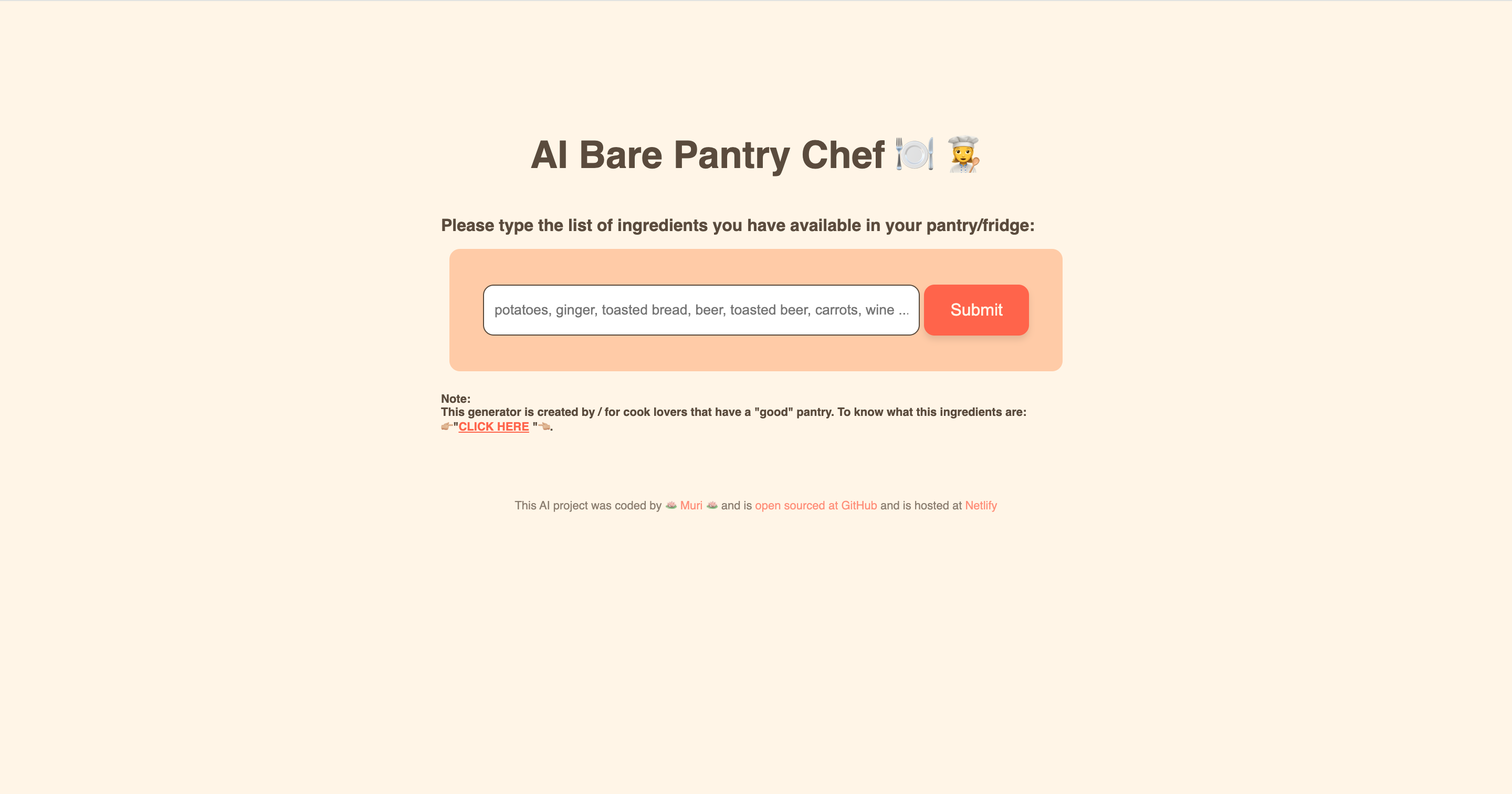 View of 'AI Bare Pantry Chef'